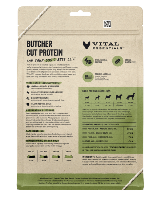 Load image into Gallery viewer, Vital Essentials Freeze Dried Rabbit Entree Mini Nibs 14 oz