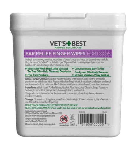 Load image into Gallery viewer, Vet's Best Best Ear Relief Finger Wipes 50 ct