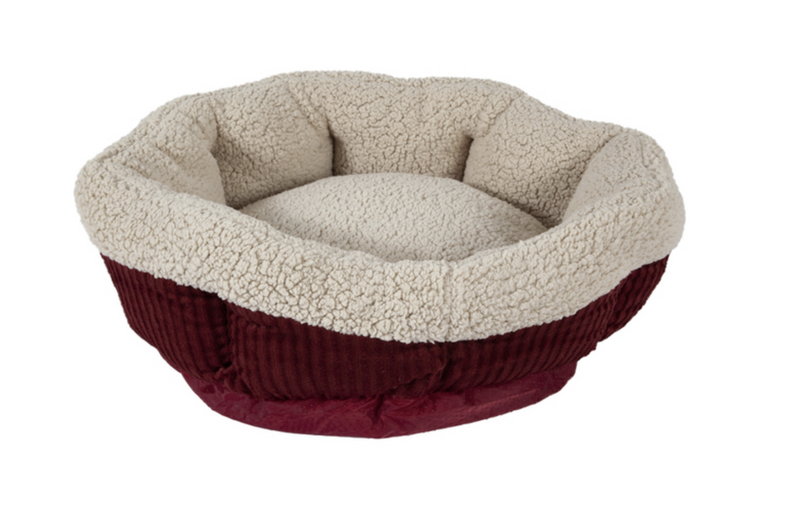 Load image into Gallery viewer, Aspen Pet Self Warming Oval Lounger Bed Red & Cream 19"