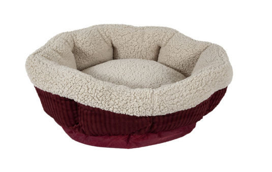 Aspen Pet Self Warming Oval Lounger Bed Red & Cream 19