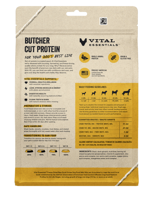 Load image into Gallery viewer, Vital Essentials Freeze Dried Duck Entree Mini Nibs 14 oz - Discover Dogs