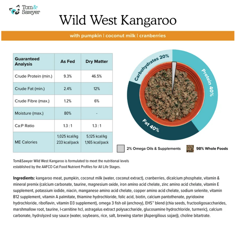 Load image into Gallery viewer, Tom & Sawyer Cat Gently Cooked Wild West Kangaroo 227g