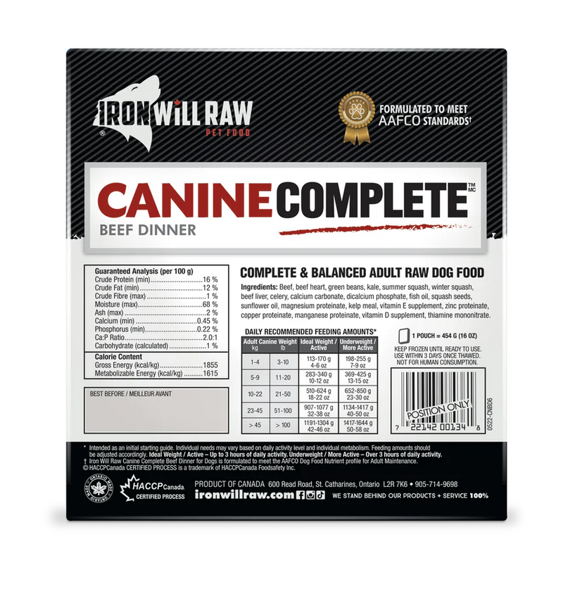 Load image into Gallery viewer, Iron Will Raw Canine Complete Beef Dinner