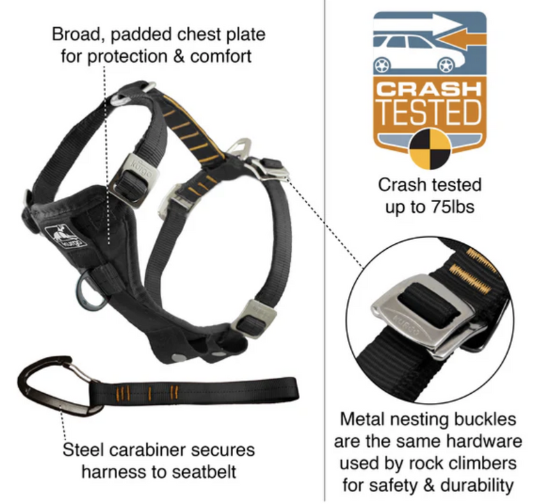 Load image into Gallery viewer, Kurgo Enhanced Strength Tru-Fit Dog Car Harness Charcoal