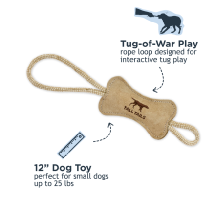 Load image into Gallery viewer, Tall Tails Leather Tug Bone 12''