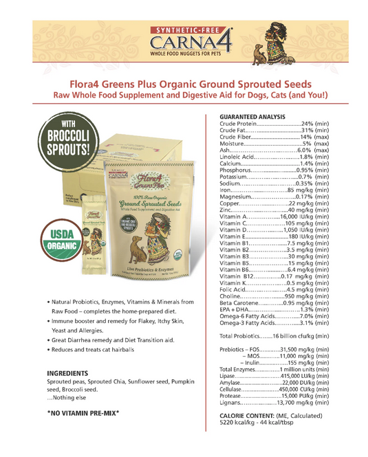 Carna4 Flora4 Greens Plus Sprouted Seed Topper