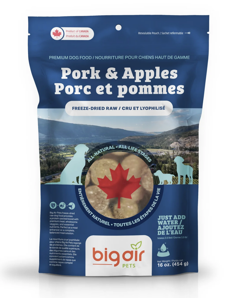 Load image into Gallery viewer, Big Air Pets Freeze Dried Raw Pork & Apples 454g