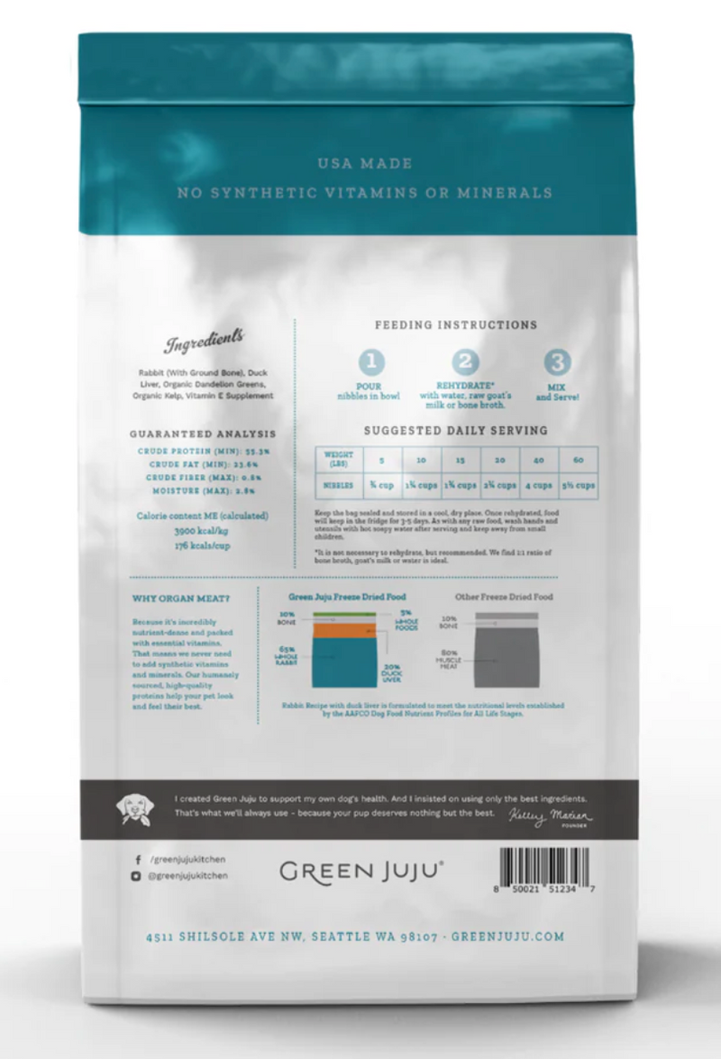 Load image into Gallery viewer, Green Juju Rabbit with Duck Liver Freeze Dried 14oz