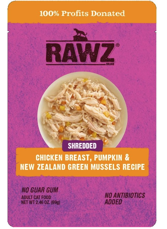 Load image into Gallery viewer, Rawz Cat Shredded Chicken Breast, Pumpkin & Green Mussel 2.46oz