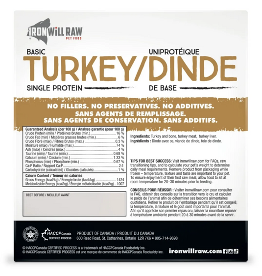 Iron Will Raw Basic Turkey 6lb