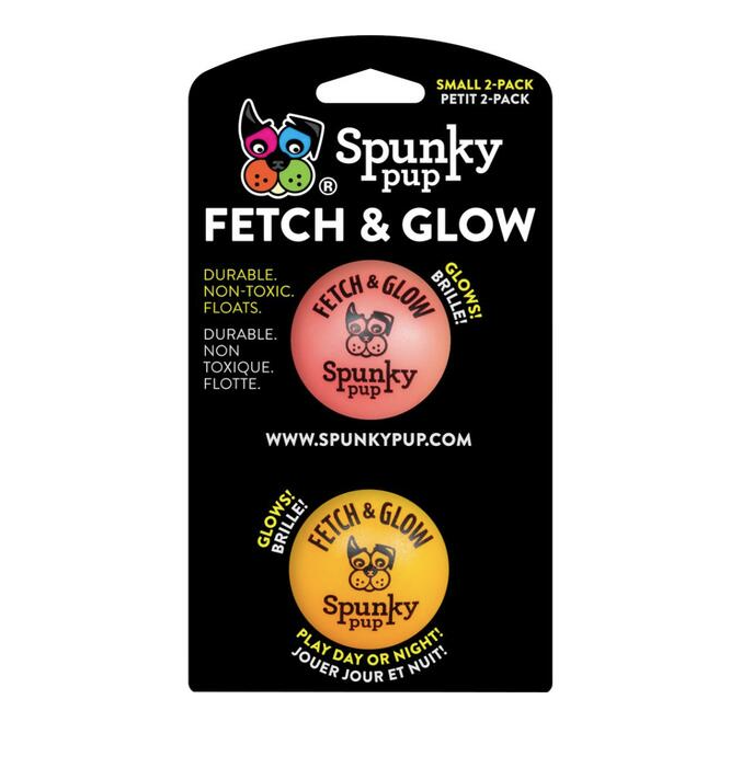 Load image into Gallery viewer, Spunky Pup Fetch & Glow Glowing Fetch Ball Small 2PK Assorted