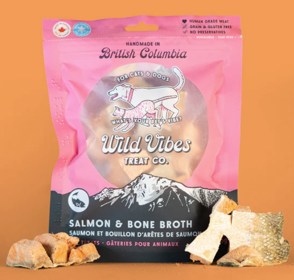 Load image into Gallery viewer, Wild Vibes Salmon Belly and Bone Broth Treats 75g