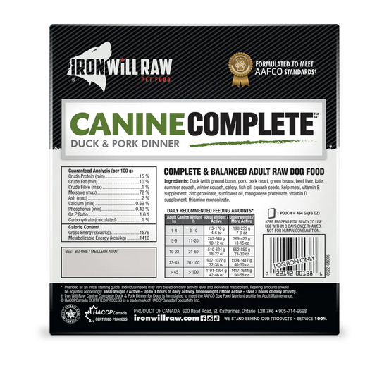 Iron Will Raw Canine Complete Duck & Pork Dinner