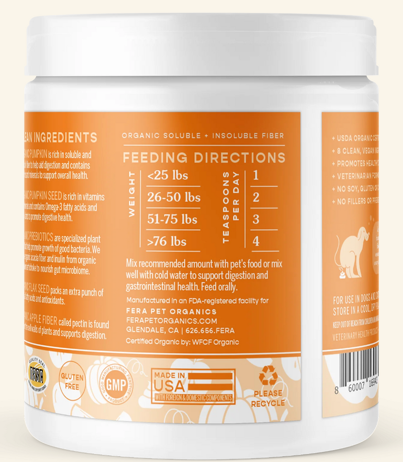 Load image into Gallery viewer, Fera Pet Organics Pumpkin Plus Fiber Support for Dogs & Cats