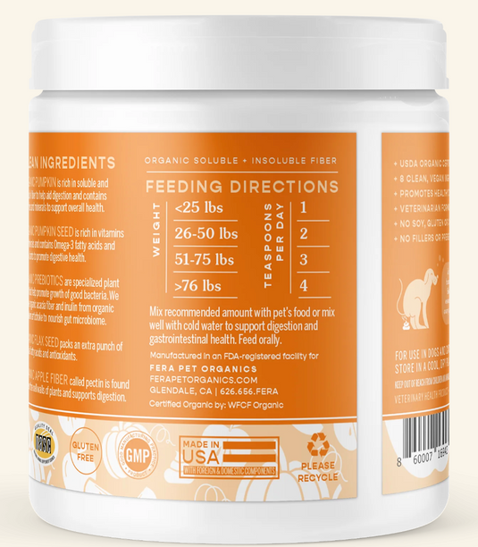Fera Pet Organics Pumpkin Plus Fiber Support for Dogs & Cats