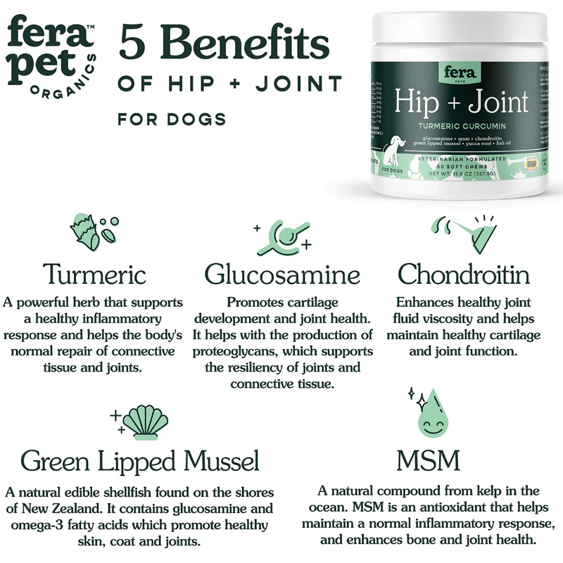 Load image into Gallery viewer, Fera Pet Organics Hip + Joint Support for Dogs 90ct - Discover Dogs