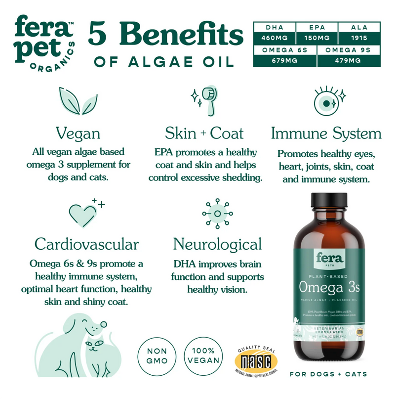 Load image into Gallery viewer, Fera Pet Organics Vegan Omega 3s Algae Oil for Dogs & Cats