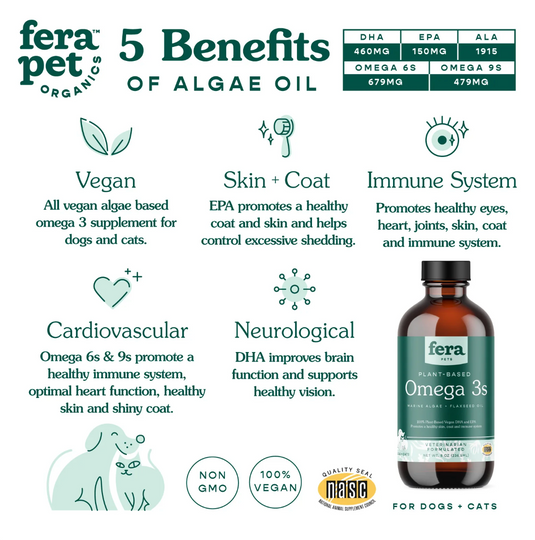 Fera Pet Organics Vegan Omega 3s Algae Oil fo Dogs & Cats