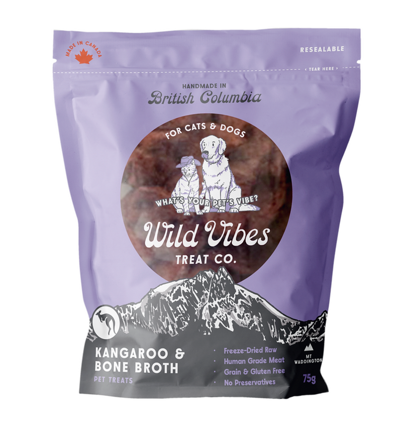 Load image into Gallery viewer, Wild Vibes Kangaroo and Bone Broth Treats 75g