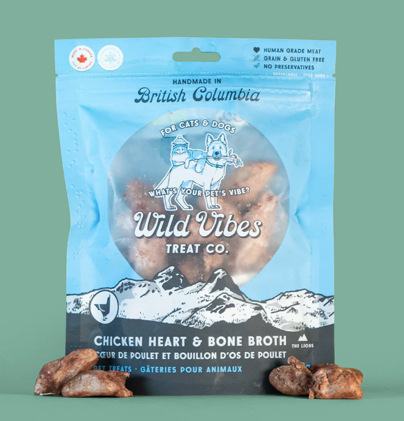 Load image into Gallery viewer, Wild Vibes Chicken Heart and Bone Broth Treats 68g
