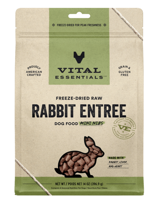 Vital Essentials Freeze Dried Rabbit Entree Mini Nibs 14 oz