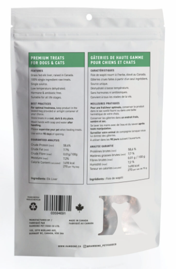 Rawbone Pet Food Co Elk Liver Krisps 65g