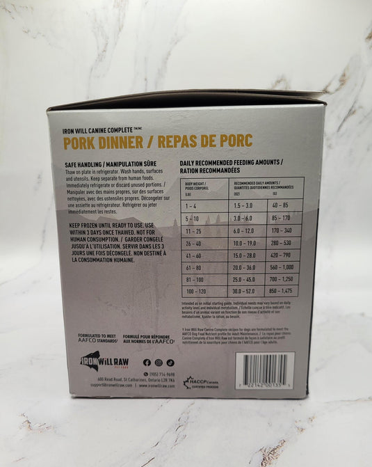 Iron Will Raw Canine Complete Pork Single Protein