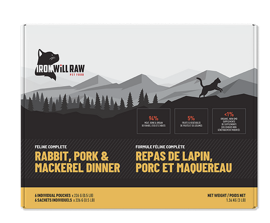 Iron Will Feline Complete Rabbit, Pork & Mackerel Dinner 3lb