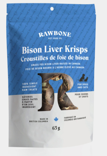 Rawbone Pet Food Co Bison Liver Krisps 65g