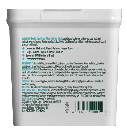 Vet's Best Dental Care Finger Wipes 50 ct