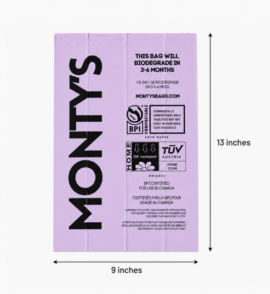 Monty's Compostable Corn Starch Large Lavender Poop Bags