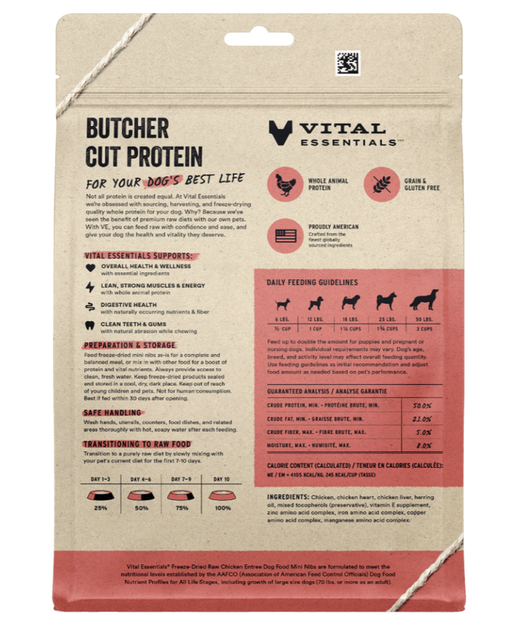 Vital Essentials Freeze Dried Chicken Entree Mini Nibs 14 oz