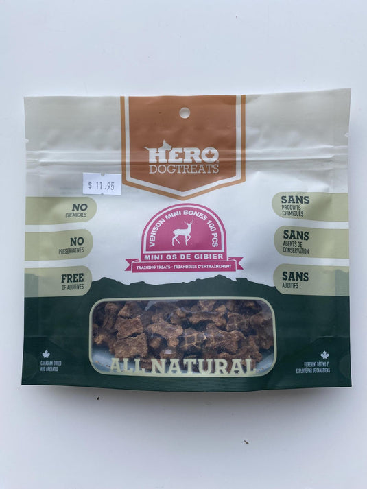 Hero Venison Mini Bones – 100 Pieces