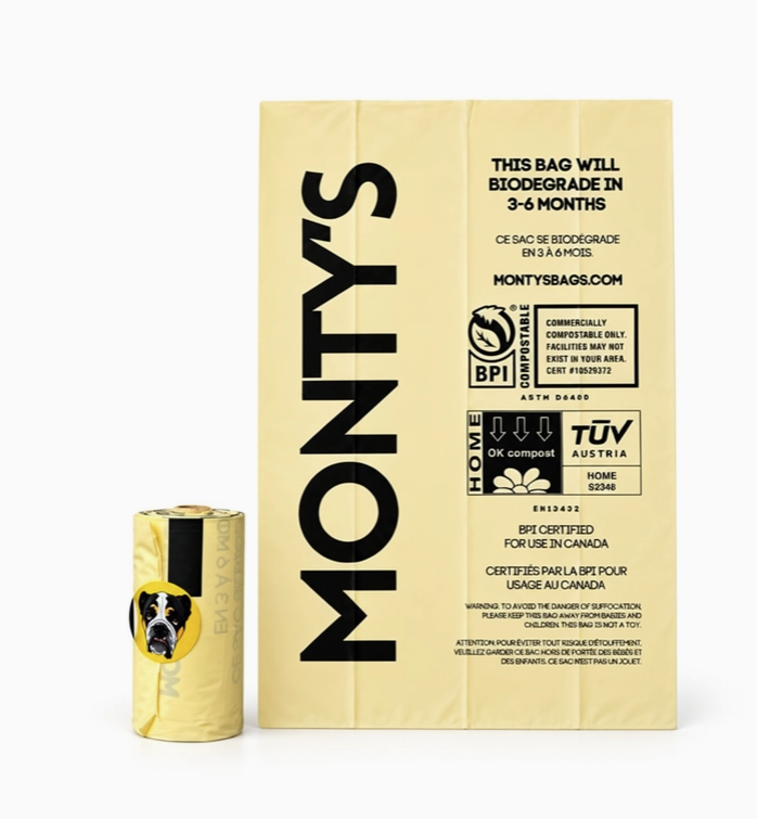 Load image into Gallery viewer, Monty's Compostable Corn Starch Large Poop Bags Single Roll
