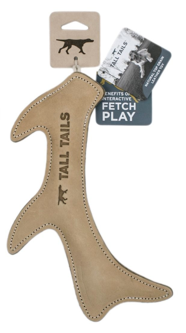 Load image into Gallery viewer, Tall Tails Leather11&quot; Natural Leather Antler Toy
