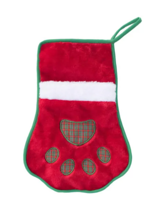 Zippy Paws Holiday Stocking Red Paw