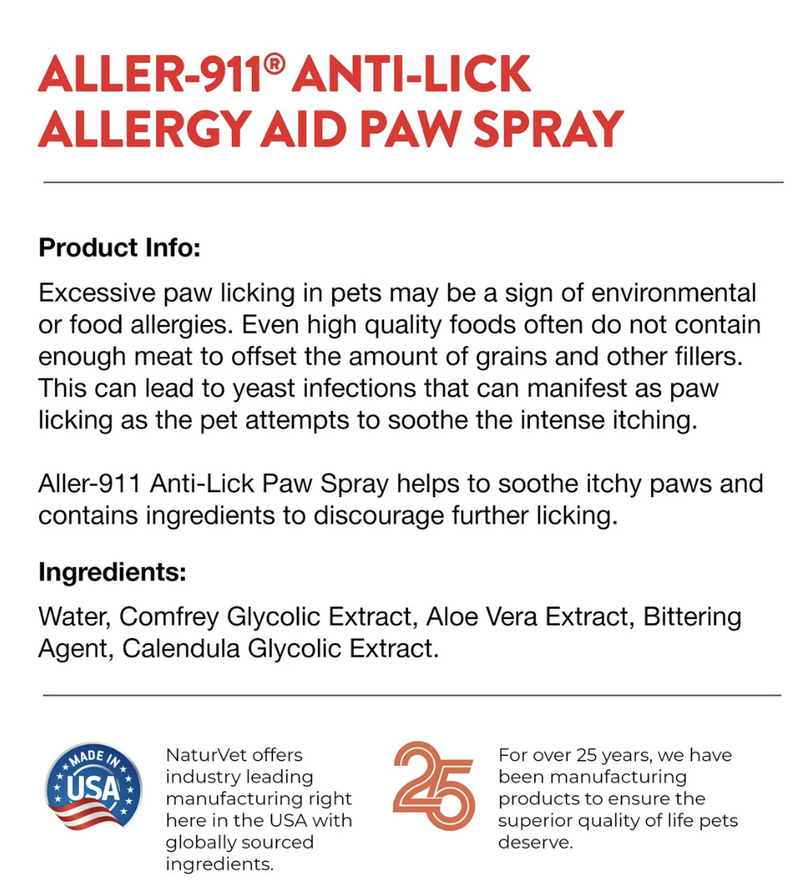 Load image into Gallery viewer, NaturVet Aller-911 Anti-Lick Paw Spray 8oz
