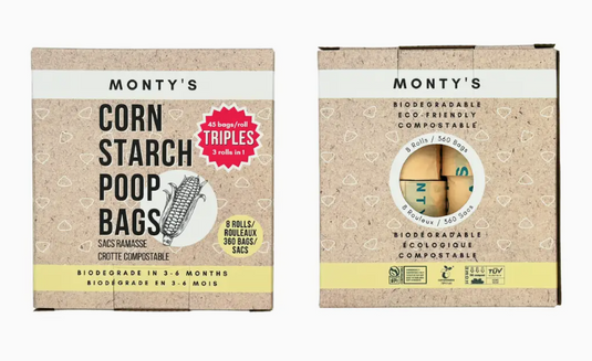 Monty's Compostable Corn Starch Poop Bags - Discover Dogs