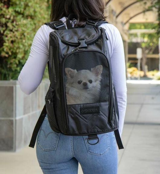 Load image into Gallery viewer, Sherpa Deluxe Convertible Pet Carrier &amp; Backpack Black Medium - Discover Dogs
