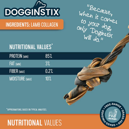 Dogginstix Braided Lamb Collagen Double Knots 15-17''