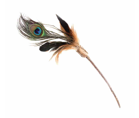 Load image into Gallery viewer, Natural Cat Silver Vine Peacock Feather 40cm

