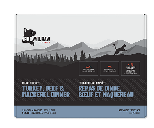 Iron Will Feline Complete Turkey, Beef & Mackerel Dinner 3lb