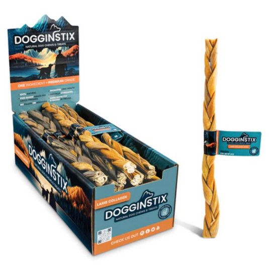 Dogginstix Braided Lamb Collagen 12''