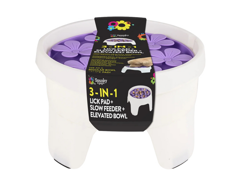 Load image into Gallery viewer, Spunky Pup 3-in-1 Lick Pad &amp; Slow Feeder Elevated Bowl
