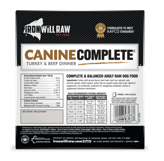 Iron Will Raw Canine Complete Turkey & Beef Dinner