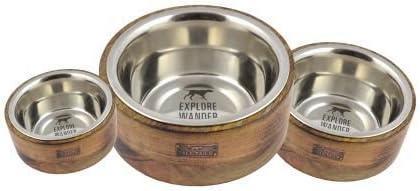 Tall Tails Bowl Stainless Steel & Wood Combo