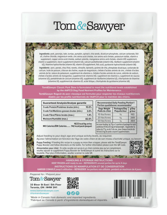 Tom & Sawyer Dog Gently Cooked Classic Pork Stew 454g