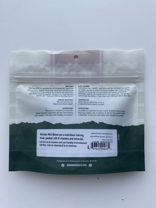 Hero Venison Mini Bones – 100 Pieces