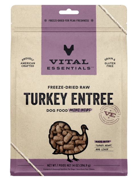 Vital Essentials Freeze Dried Turkey Entree Mini Nibs 14 oz