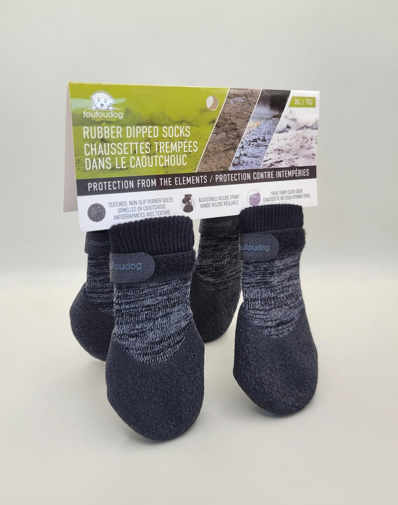 Load image into Gallery viewer, Foufou Heritage Rubber Dipped Socks Black
